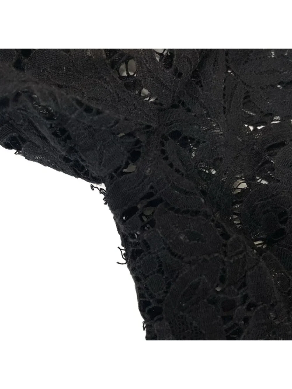 Chanel Long Sleeve Blouse M Black Lace Cotton 38